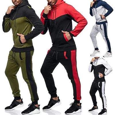 Buy Men’s Fleece Track Suit Jogging Set Hooded Jacket And Pants Sweat Suit S-4X • 11.99£