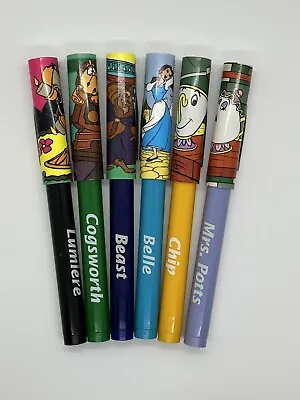 Buy Vintage Disney Characters Pen Set Beauty And The Beast Lot Of 6 • 9.63£