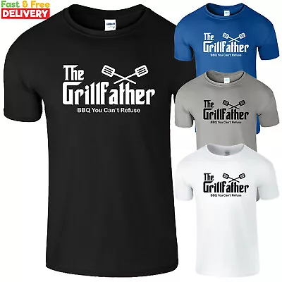 Buy The GrillFather Mens T-Shirt Funny BBQ You Can?t Refuse Fathers Day Dad Tee Gift • 10.99£