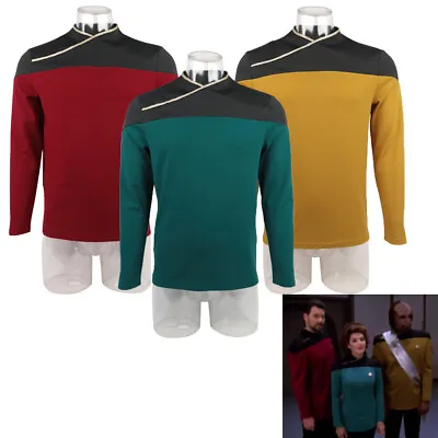 Buy For TNG Captain Picard Red Uniforms Voyager DS9 Starfleet Blue Gold Top Jackets • 22.80£