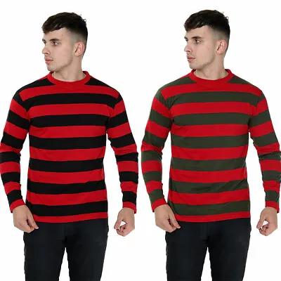 Buy Unisex Red Green Black Striped Full Sleeve Fashion T-shirt Fancy Dress Outfit • 9.99£