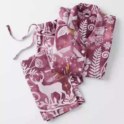 Buy POTTERY BARN TEEN Harry Potter Magical Damask Organic Flannel Pajamas Burgundy • 43.31£