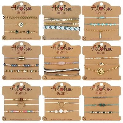 Buy Girls Womens Stacker Bracelet Festival Anklet Multi Row Layer Stack Jewellery • 4.99£
