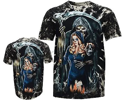 Buy New Grim Reaper Biker Lady Glow In The Dark Tattoo Tye Dye T- Shirt M - 3XL • 11.95£