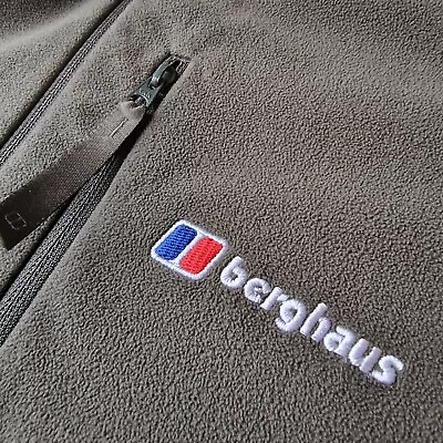 Buy Berghaus 1/4 Zip Fleece Jacket XL Khaki Green Embroided Front Pocket VGC • 34.99£