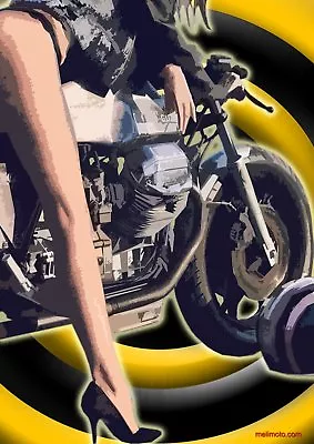 Buy Moto Guzzi Classic Retro Bespoke Urban Motorcycle Art T Shirt Inished Production • 14.50£