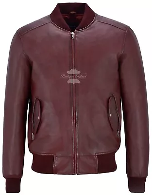 Buy 70'S RETRO Real Leather BOMBER Men's Oxblood Soft Italian Napa Jacket 1229 • 119.74£