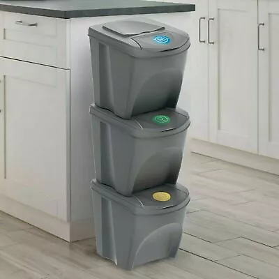 Buy Sorting Waste Bin Recycling Segregation Stackable Lidded Handle 20L 25L 35L • 27.95£
