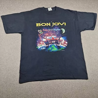 Buy Bon Jovi Shirt Mens Extra Large Black Four Wild Nights UK Tour Concert 2001 Vtg • 42.99£