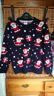 Buy 🎄 Kids Christmas Jumper Santa Presents Size 12 – 13 Years Navy Red VGC  • 15£