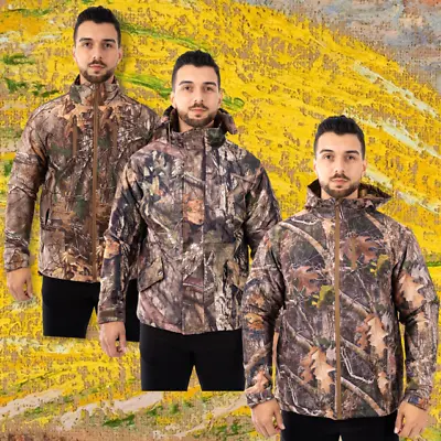 Buy Mens Camouflage Padded Jacket Hunting Hiking Fishing Hooded Outdoor Army Jungle • 22.49£