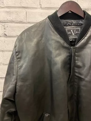 Buy Men's Made In Italy ALTA MODA Black Leather Padded Bomber Jacket C46  CG T05 • 7.99£