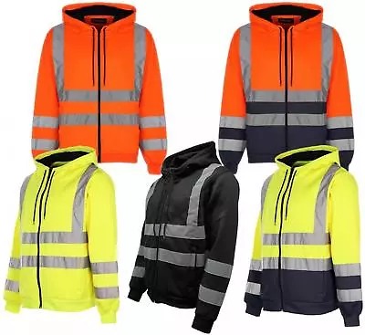 Buy StandSafe Hi Vis Zip Hoody Reflective Work Safety Security Sweatshirt Top • 19.99£