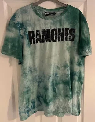 Buy The Ramones T Shirt Tie Dye Punk Rock Band Merch Tee Sz L Green Skull Backprint • 15.30£