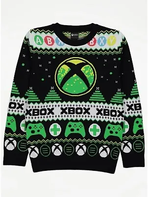 Buy OFFICIAL XBOX Knitted Christmas Jumper Boys Kids 100% Cotton Logo Gamer Gift • 15.99£