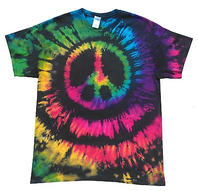 Buy T Shirt Tie Dye, All Sizes,  C.N.D Peace Multi Colour, Hand Crafted In The UK • 16.75£