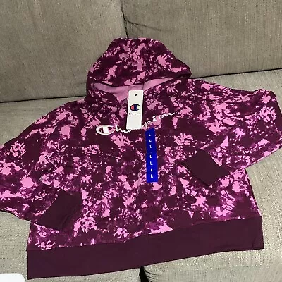 Buy New Champion Ladies Purple Tie Dye Hoodie Sweatshirt Size Large • 15£