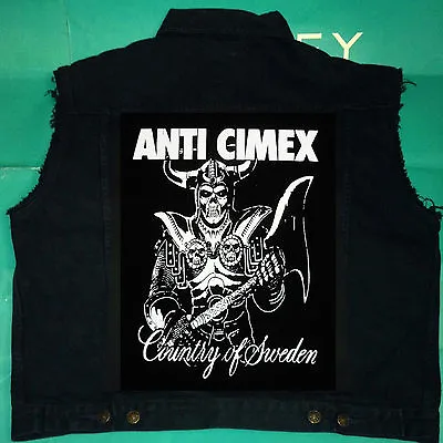 Buy Anti-Cimex Country Of Sweden Bomb Raid Crust Black Denim Cut-Off Jacket M-XXL • 52.99£