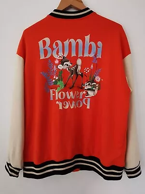 Buy H&M Divided Bambi Print Orange Varsity Baseball Jacket Size EUR Small • 27.50£