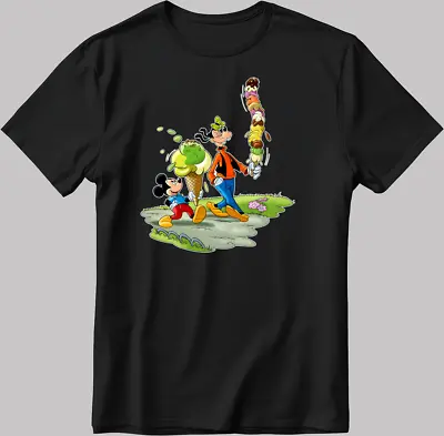 Buy Goofy And Mickey Mouse Short Sleeve White-Black Men's / Women's T Shirt N548 • 10£