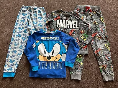 Buy 2x Boys Marvel/Sonic Pyjamas Age 8-9 Years • 4£
