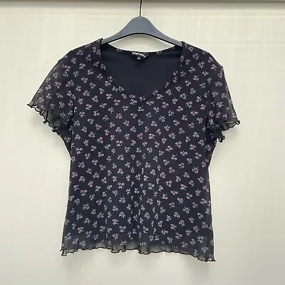 Buy Rogers & Rogers Cool Breathable Black Floral Lined Chiffon Top Size UK 20 • 6.99£
