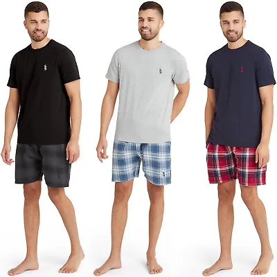 Buy Snuggaroo Mens Short Sleeve Crew Neck T-Shirt Check Shorts PJs Pyjama Set • 9.99£