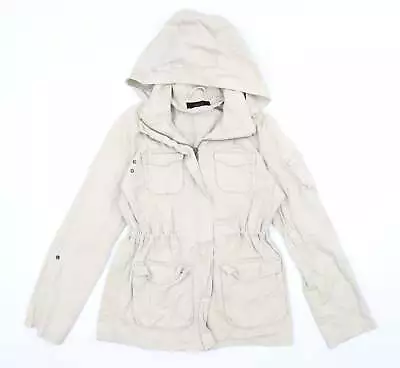 Buy H&M Womens Beige Jacket Coat Size 6 Zip - Zip Away Hood • 10.50£