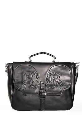 Buy BANNED Apparel Black Gothic Punk Emo Embossed Skulls Fire Armour Shoulder Bag • 36.99£