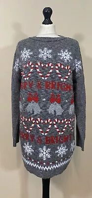 Buy Soft Cosy Long Christmas Jumper Festive Sweater Women’s Size M-L • 19.99£
