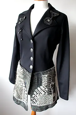 Buy Save The Queen Women's Black Jacket Blazer Art To Wear Stitching Details  S/M • 47£