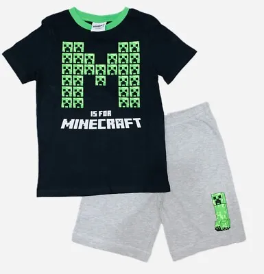 Buy Minecraft Kids Boys Short & T-Shirt Pyjamas PJ Nightwear Set Boys Gift • 7.48£