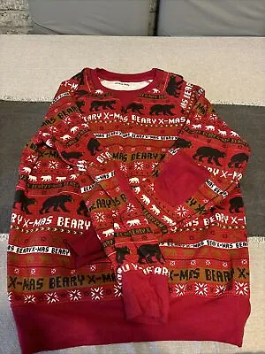 Buy Christmas Bear  Jumper Size Medium Beary Xmas Red And Graphic Christmas Jumper • 4.95£