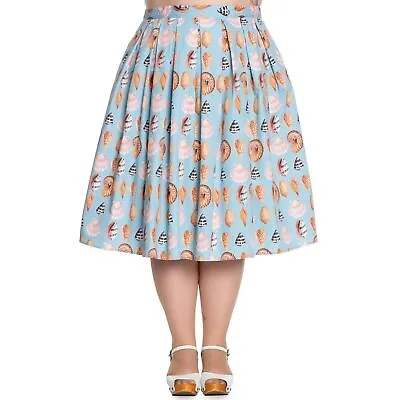 Buy Mod Cloth Hell Bunny Vixen Blue Shell Maxine Skirt Vintage Style Sz L • 23.62£