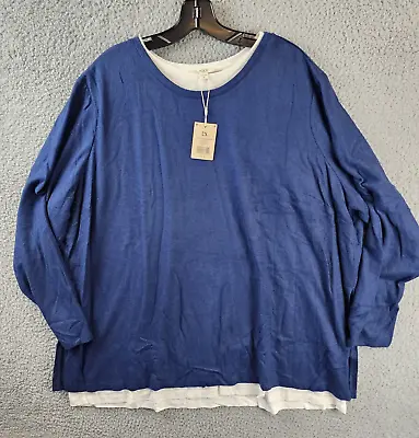 Buy NZT Sweet Dreams Long Sleeve Double Layer T-Shirt Womens 2X Dark Indigo Pullover • 50.17£