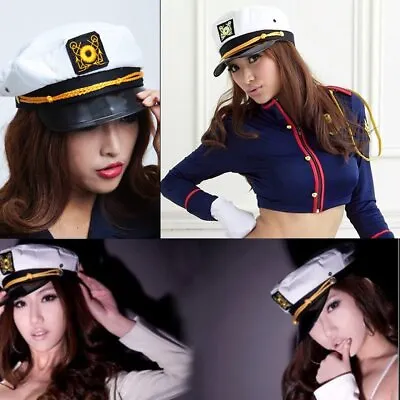 Buy Captain Hat Adult Party Costume Skipper Sailor Ship Captain Cap Air Force LM • 6.95£
