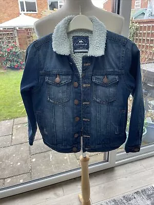 Buy GEORGE Girls Washed Distressed Denim Fleece Lined Jacket Age 8-9 Years • 5£