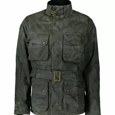 Buy NEW Mens JOHN PARTRIDGE WAXED BIKER Jacket Coat CAMOFLAGE Size L RRP £275 [ • 79.99£