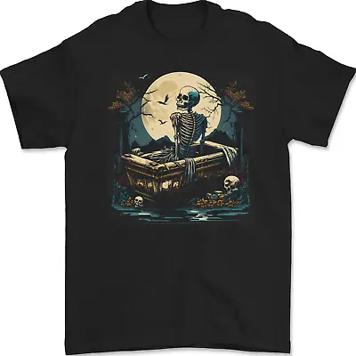 Buy A Skeleton & Coffin In A Graveyard Halloween Mens T-Shirt 100% Cotton • 9.99£
