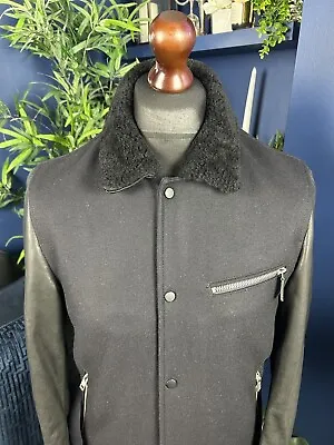 Buy AllSaints Wool/ Leather Biwa Varsity Jacket Black Grey Mens Medium B-15 Flight • 79.99£