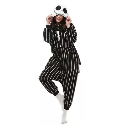 Buy UK Jack Skellington Onesie12 Pajamas Kigurumi Cosplay Costume Jumpsuit Sleepwear • 25.07£