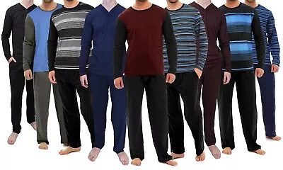 Buy Mens Pyjamas Sets PJ's Nightwear Loungewear Long Sleeve Cotton Set Sizes S-4XL • 16.95£