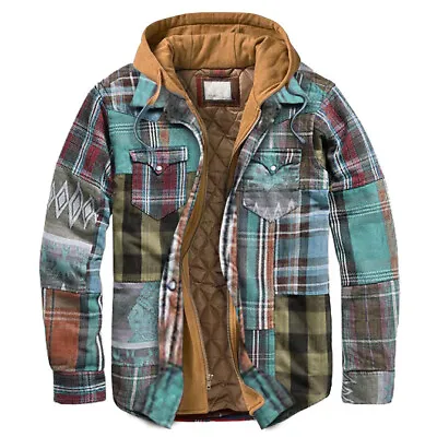 Buy Mens Heavy Fleece Lined Sherpa Hoodie Flannel Jacket Hood Coat Sweatshirt New • 31.19£