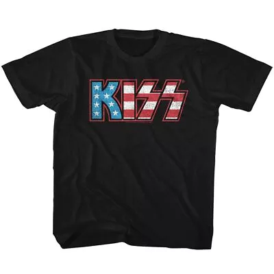 Buy Kids Kiss Flag Black Rock And Roll Music Band Shirt • 19.34£