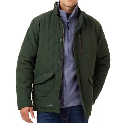 Buy Trespass Mens Argyle Quilted Padded Lightweight Casual Jacket In Olive Green • 27.95£
