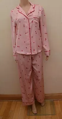Buy M&S Dreams Pyjamas Luxurious Satin Pink Hearts Cool Comfort Sz UK 8 16 • 19.99£