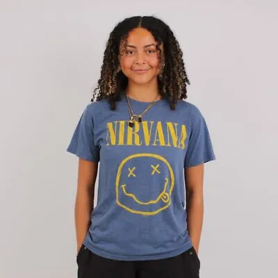 Buy Vintage Women's 90's Nirvana Blue Graphic T-Shirt • 8£