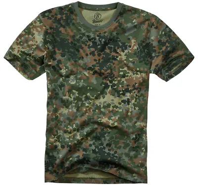 Buy Brandit T-shirt Men's Cotton Military Outdoor Crewneck Hunting Flecktarn Camo • 13.95£