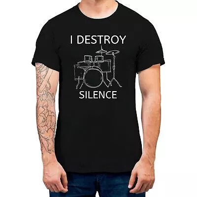 Buy I Destroy Silence Men's T-shirt Funny Drummer Perfect Gift T-shirt 100% Cotton • 12.99£