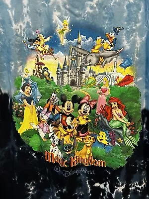 Buy Vintage Disney T Shirt  Adult 2XL Blue Tie Dye Magic Kingdom Cartoon Pristine • 46.30£